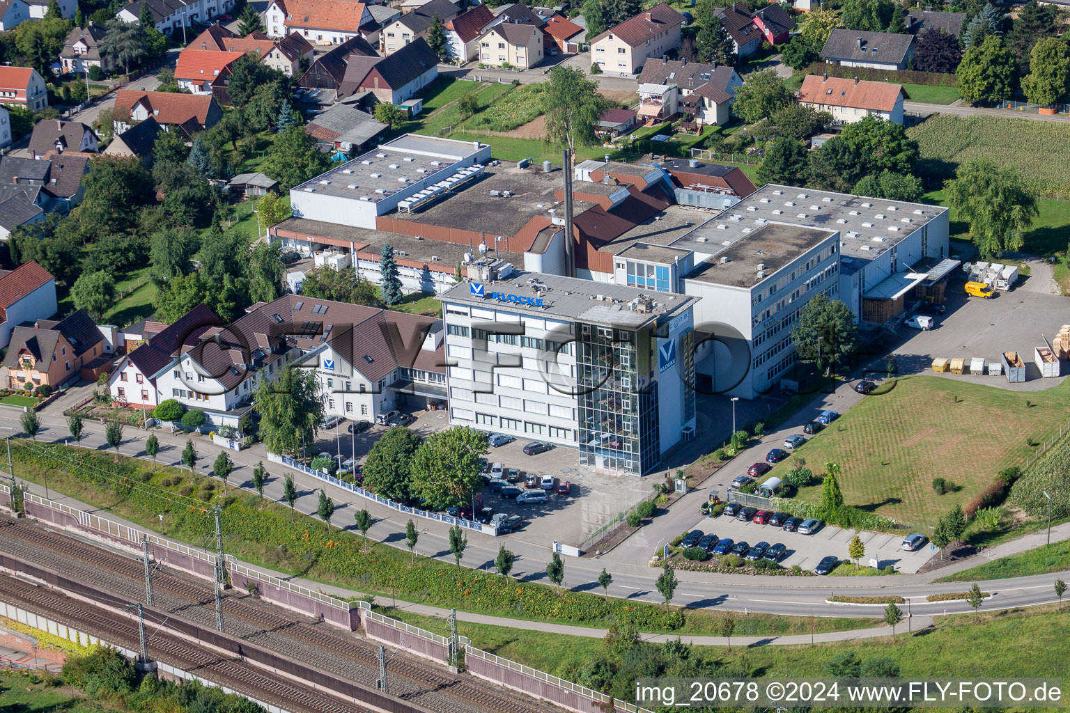 Klocke Pharma GmbH in the district Urloffen in Appenweier in the state Baden-Wuerttemberg, Germany from above