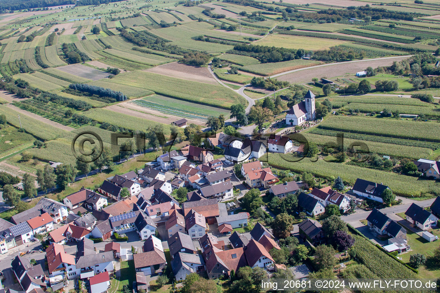 District Urloffen in Appenweier in the state Baden-Wuerttemberg, Germany seen from above