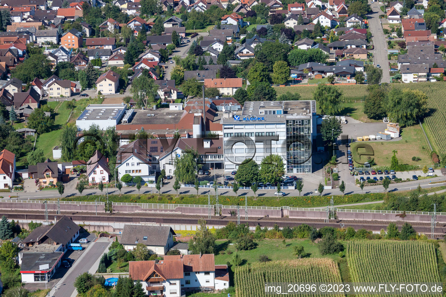 Bird's eye view of Klocke Pharma GmbH in the district Urloffen in Appenweier in the state Baden-Wuerttemberg, Germany