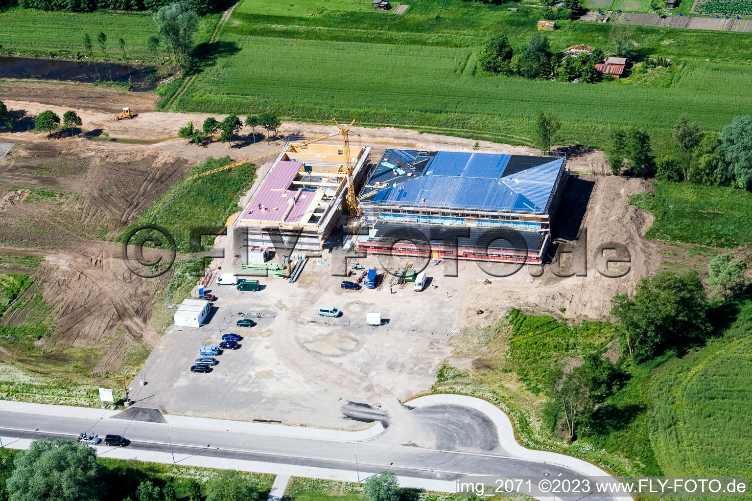 Aerial view of Multi-purpose hall in Kandel in the state Rhineland-Palatinate, Germany