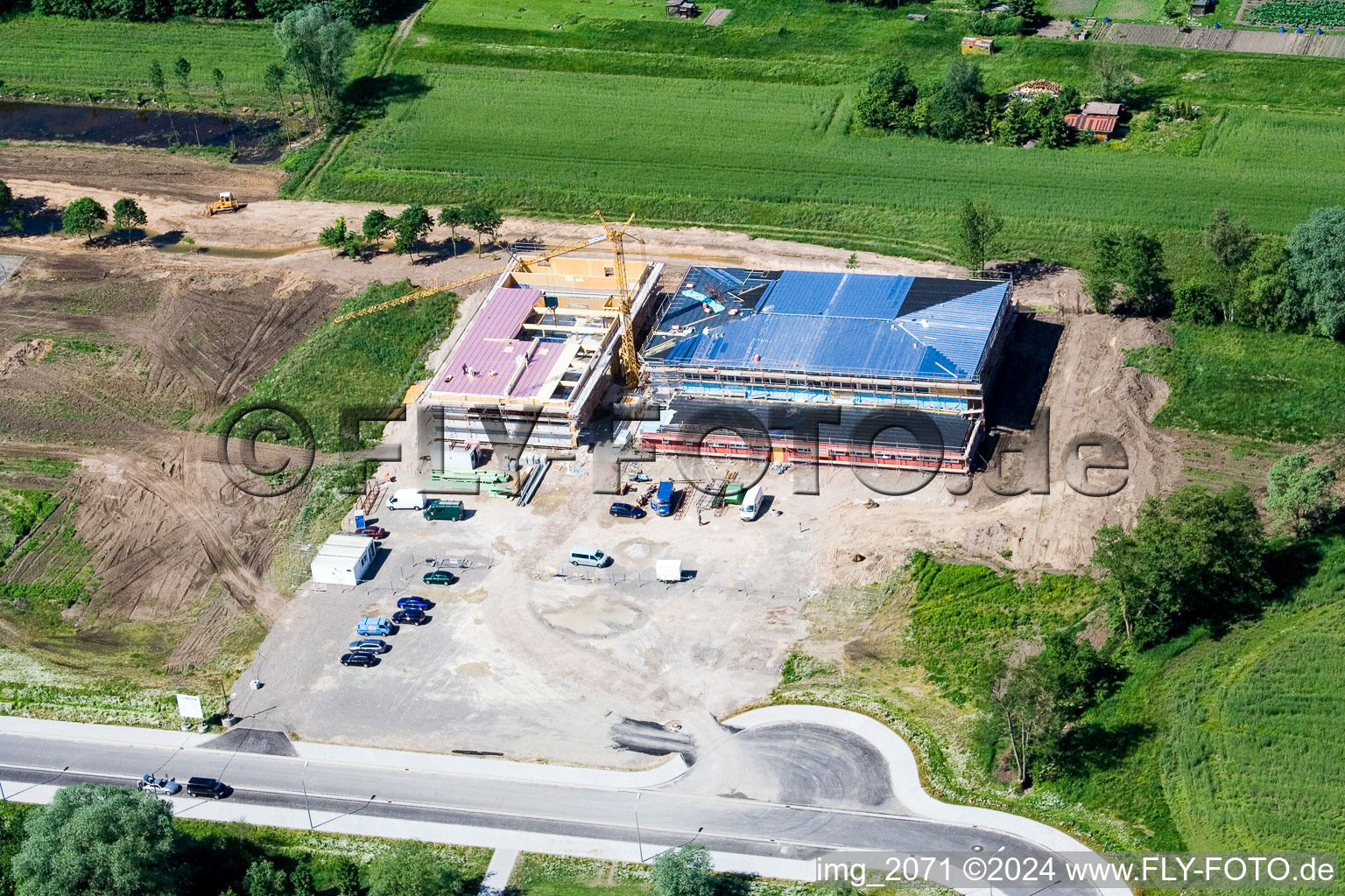 Aerial view of Multipurpose hall in Kandel in the state Rhineland-Palatinate, Germany