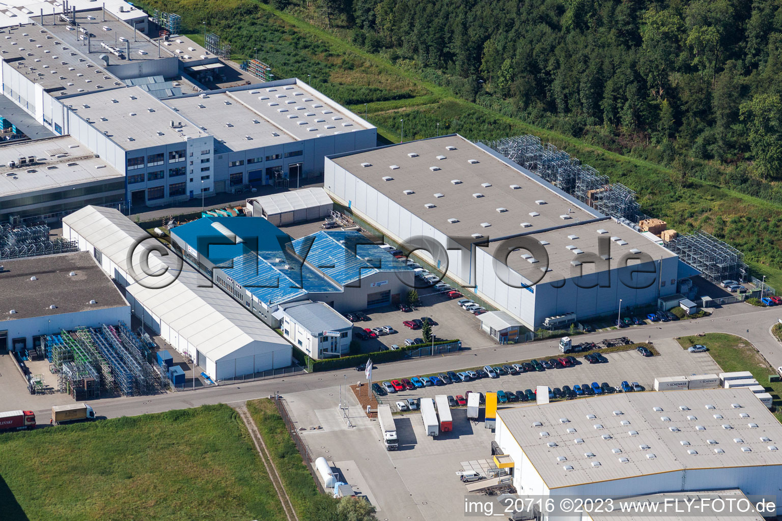Aerial photograpy of Industrial area in Appenweier in the state Baden-Wuerttemberg, Germany