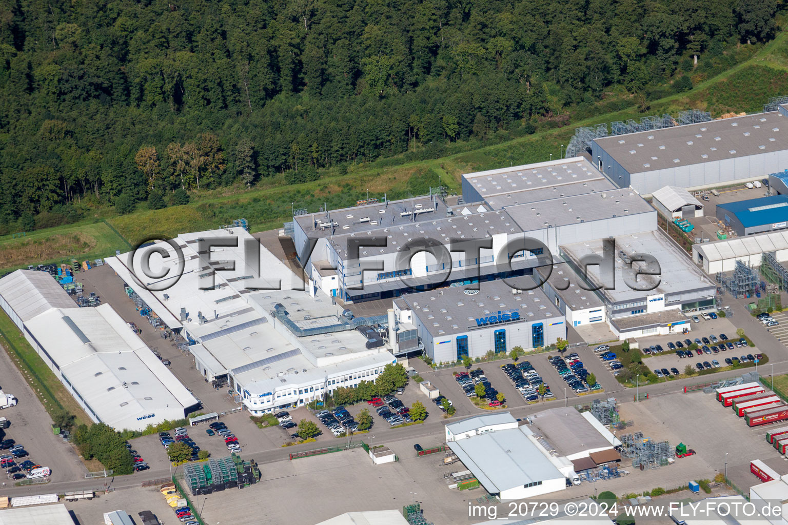 Aerial view of Weiss automotive in Appenweier in the state Baden-Wuerttemberg, Germany