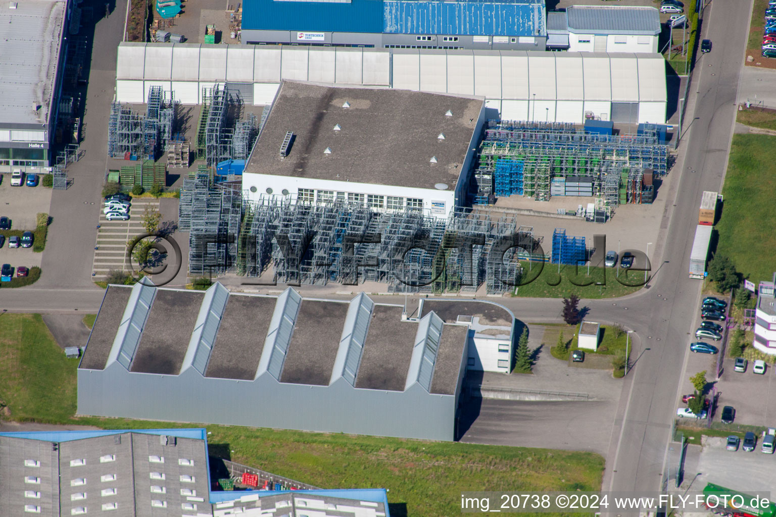 Industrial area in Appenweier in the state Baden-Wuerttemberg, Germany from above