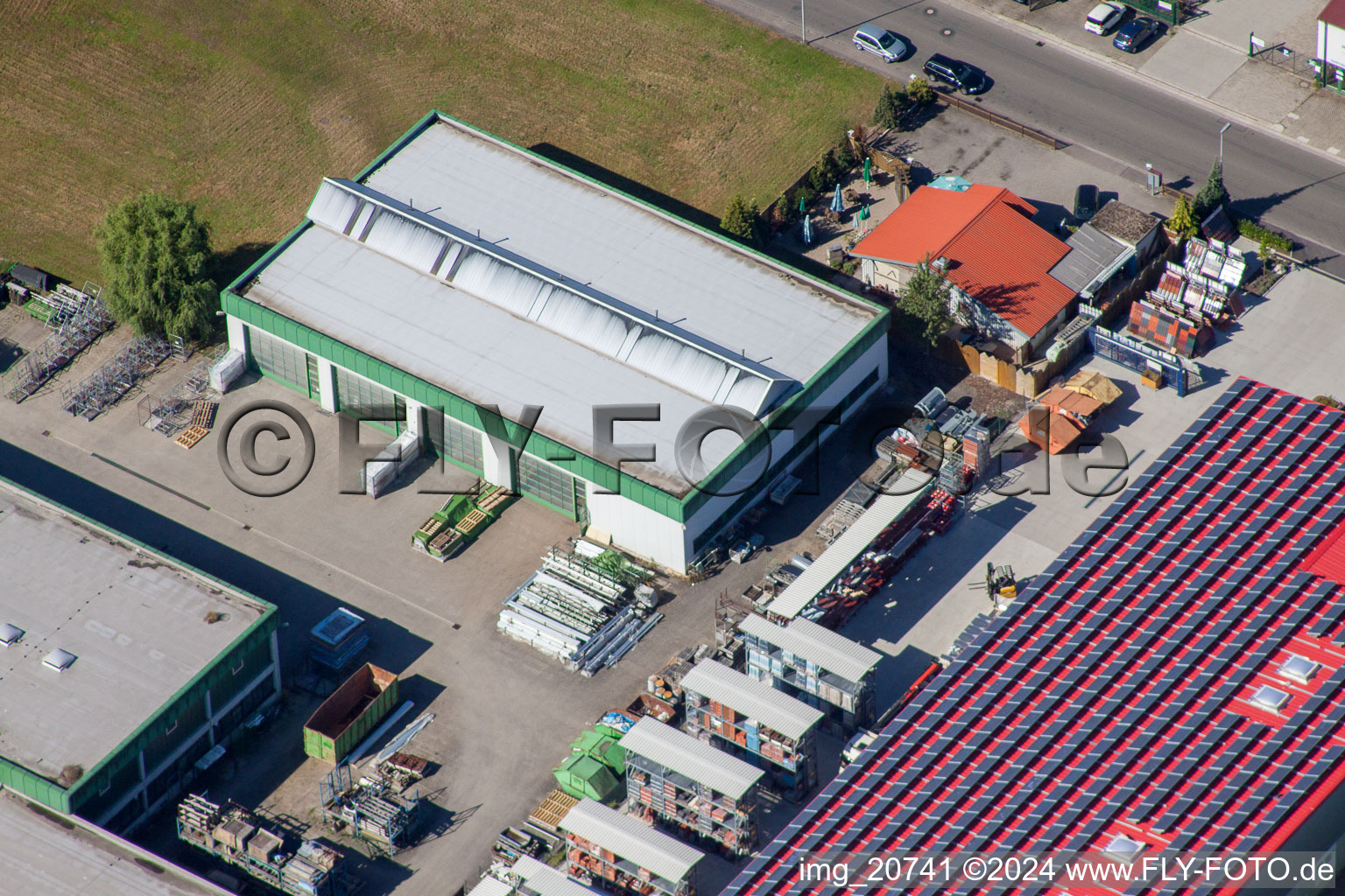 Industrial area in Appenweier in the state Baden-Wuerttemberg, Germany seen from above