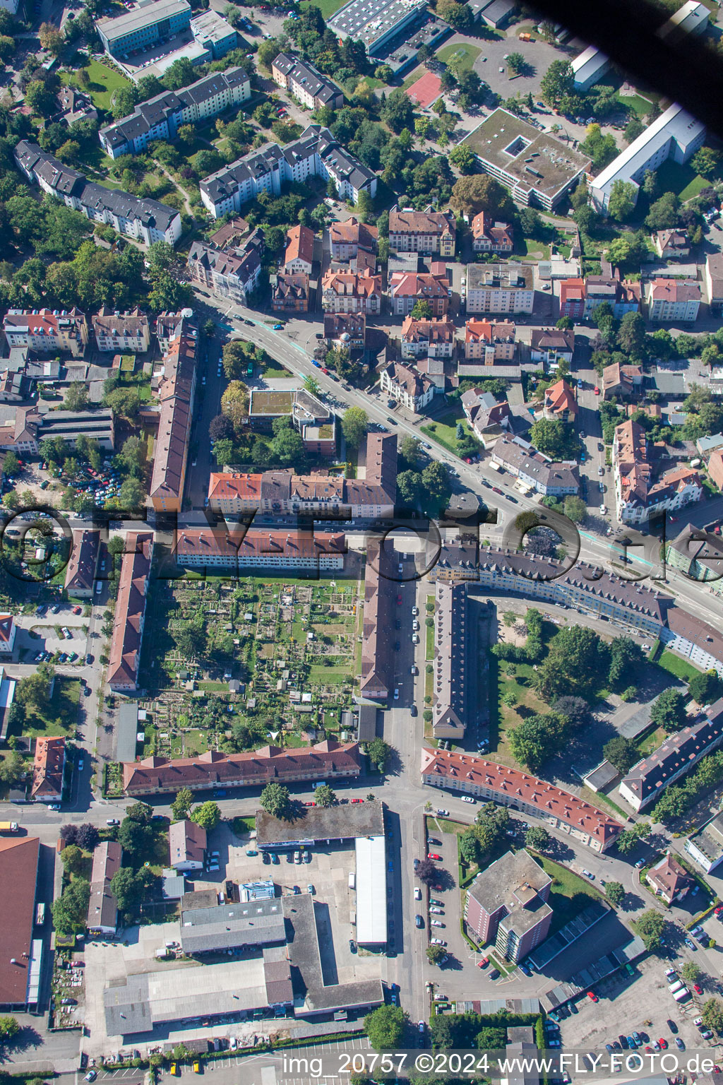 Offenburg in the state Baden-Wuerttemberg, Germany seen from above