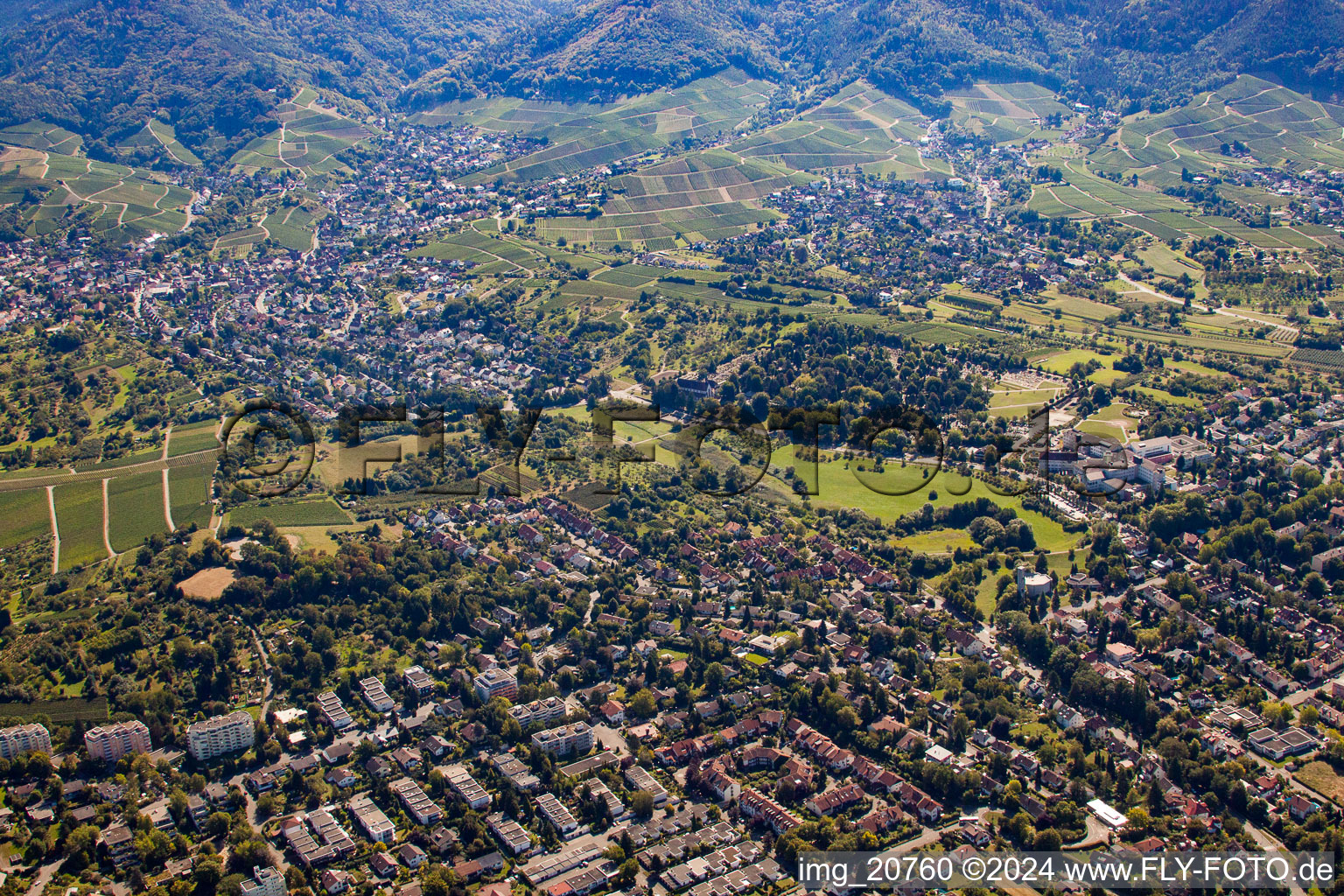 Offenburg in the state Baden-Wuerttemberg, Germany from the plane