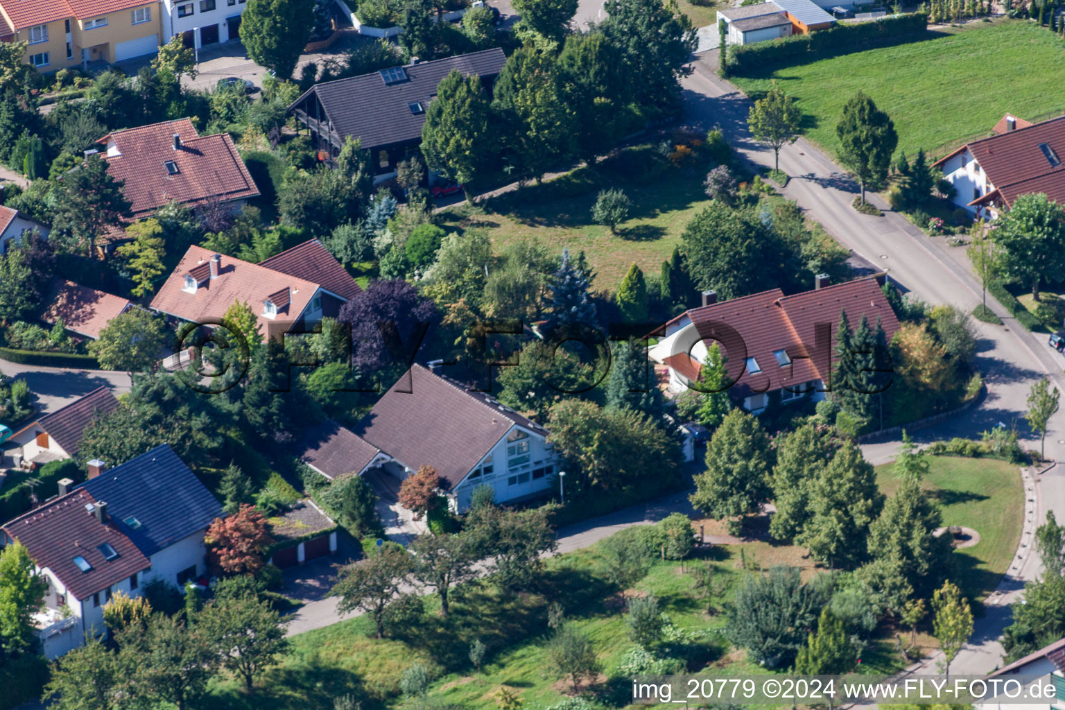 District Fessenbach in Offenburg in the state Baden-Wuerttemberg, Germany seen from above