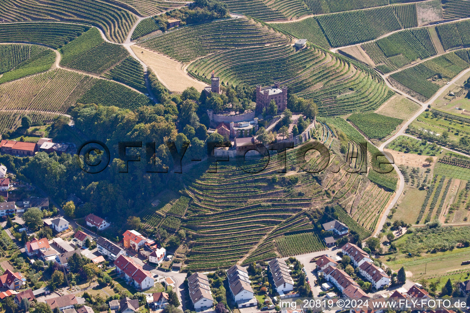 Aerial photograpy of Building the hostel Schloss Ortenberg in Ortenberg in the state Baden-Wurttemberg, Germany