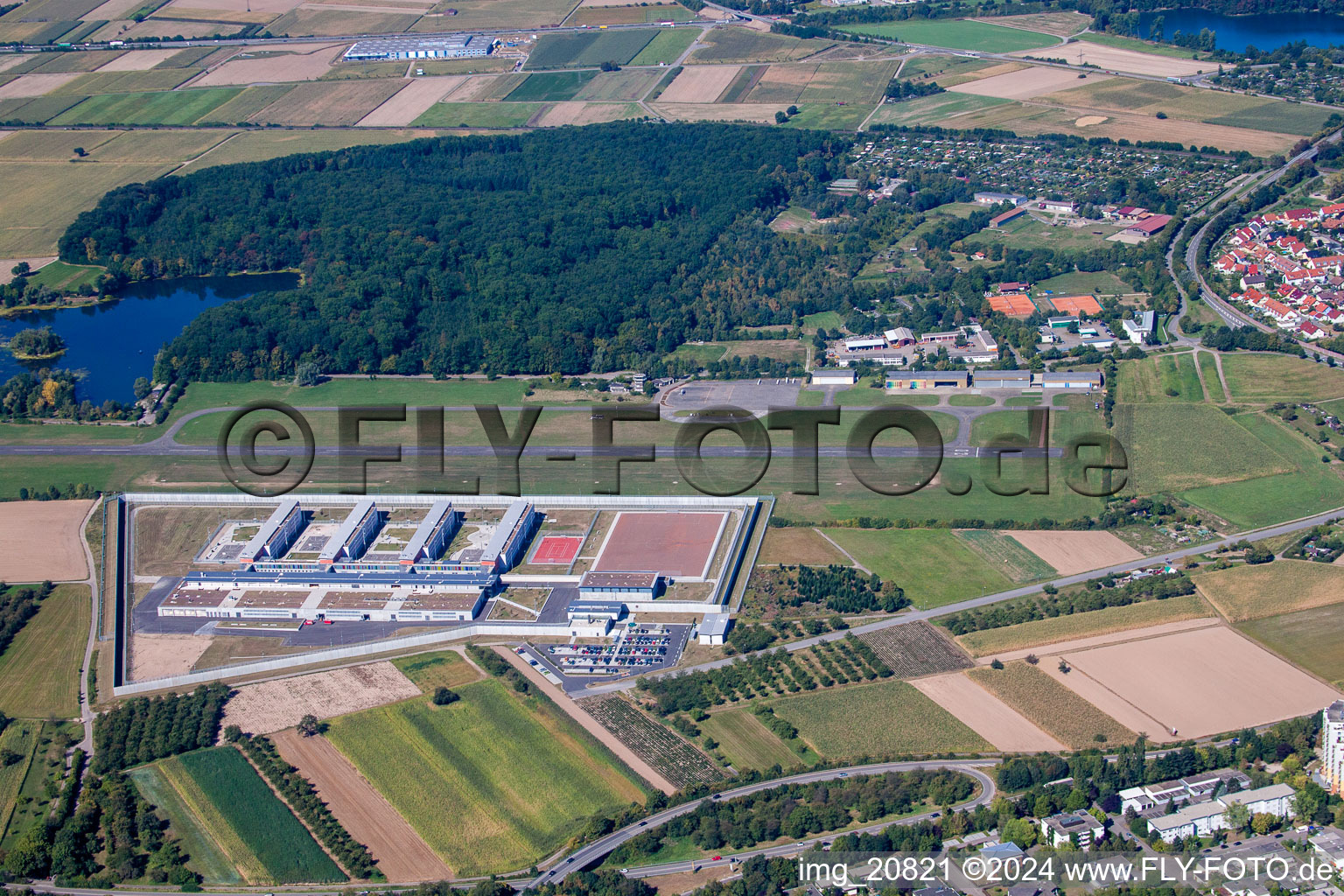 Airport with prison in the district Uffhofen in Offenburg in the state Baden-Wuerttemberg, Germany