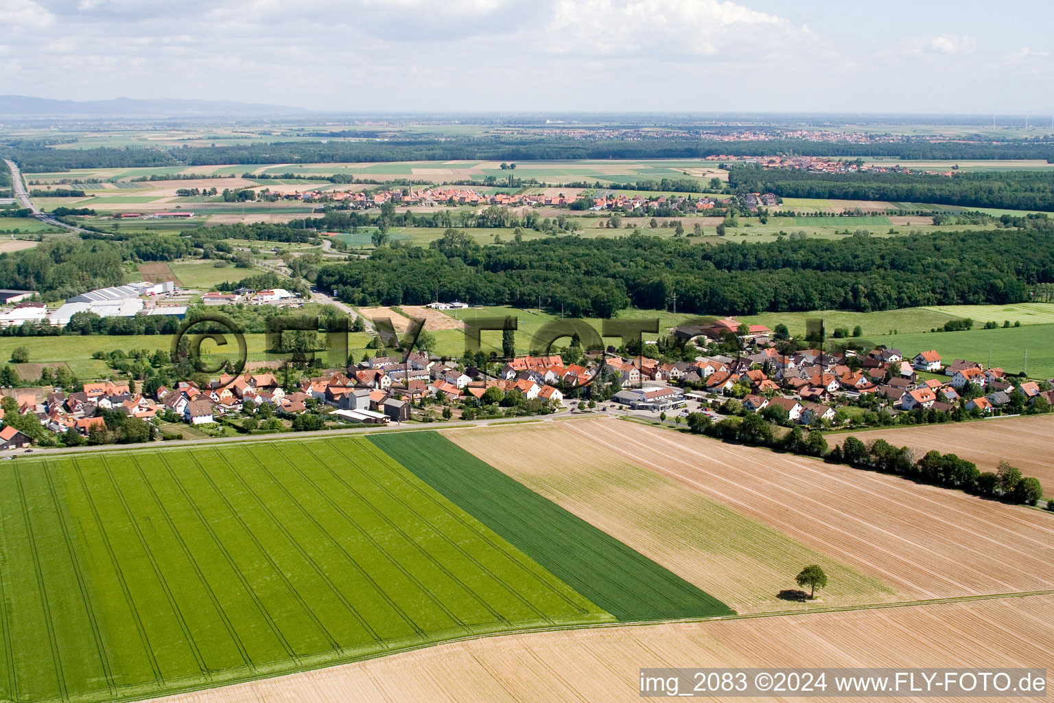 District Minderslachen in Kandel in the state Rhineland-Palatinate, Germany seen from above