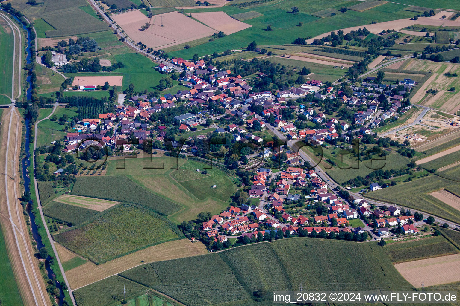 Aerial view of District Bühl in Offenburg in the state Baden-Wuerttemberg, Germany