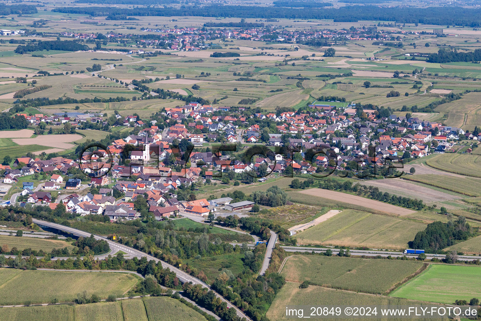 From the southeast in the district Sand in Willstätt in the state Baden-Wuerttemberg, Germany