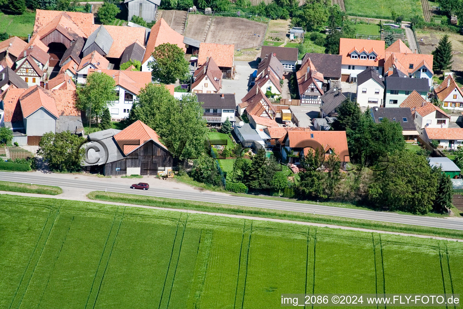 Bird's eye view of District Minderslachen in Kandel in the state Rhineland-Palatinate, Germany