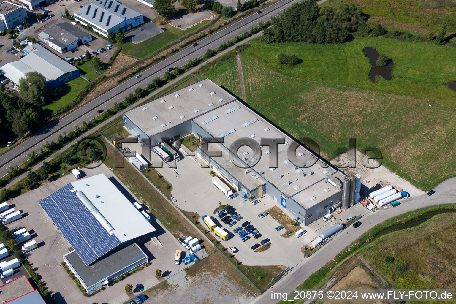 Industrial estate and company settlement with W. Armbruster Teigwarenfabrik GmbH in Willstaett in the state Baden-Wurttemberg, Germany