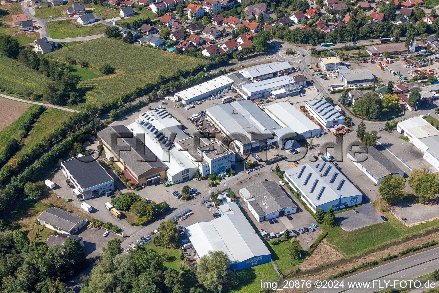 Industrial and commercial area Carl-Benz-Strasse in Willstaett in the state Baden-Wurttemberg, Germany