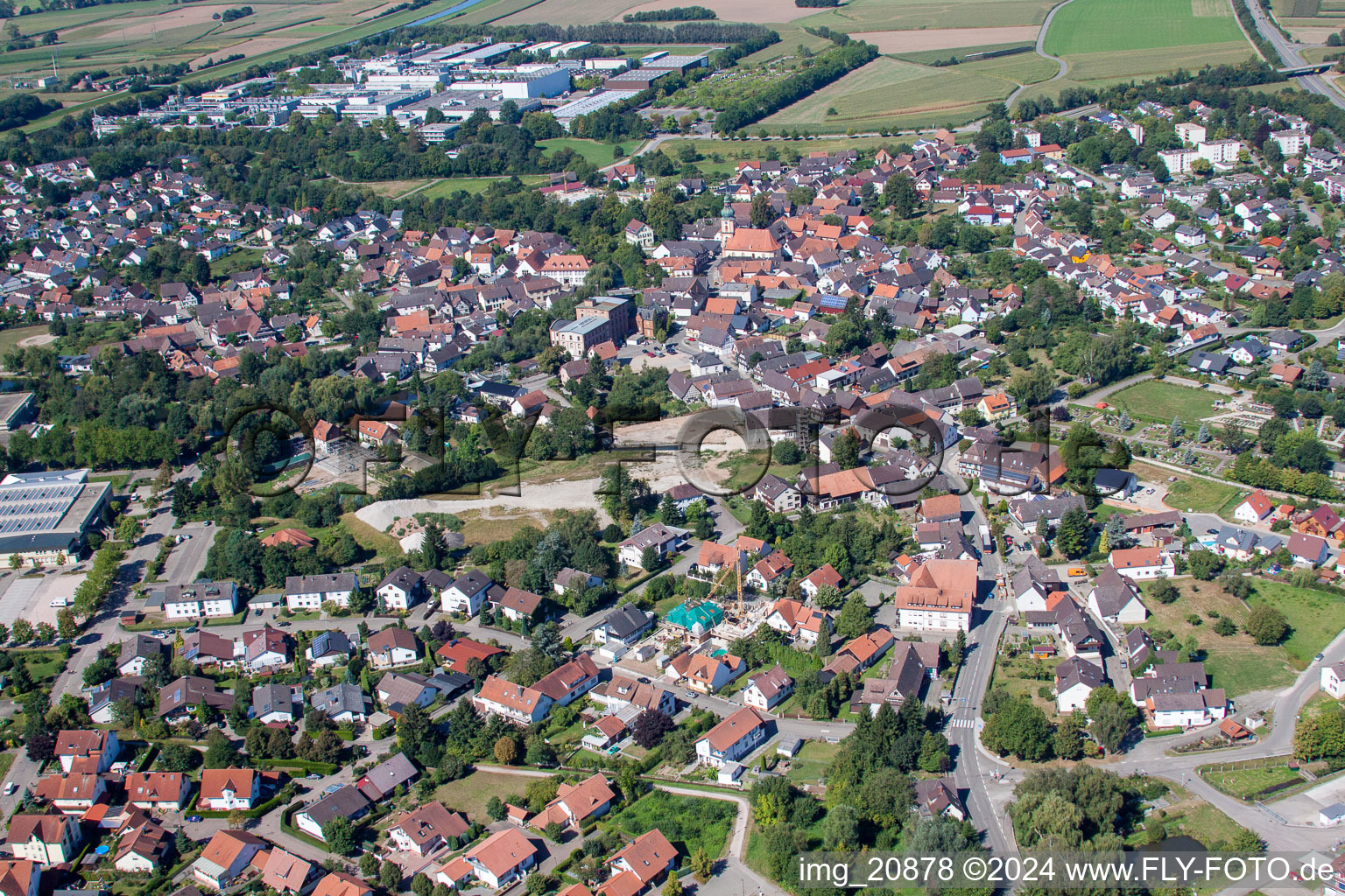 Willstätt in the state Baden-Wuerttemberg, Germany from above