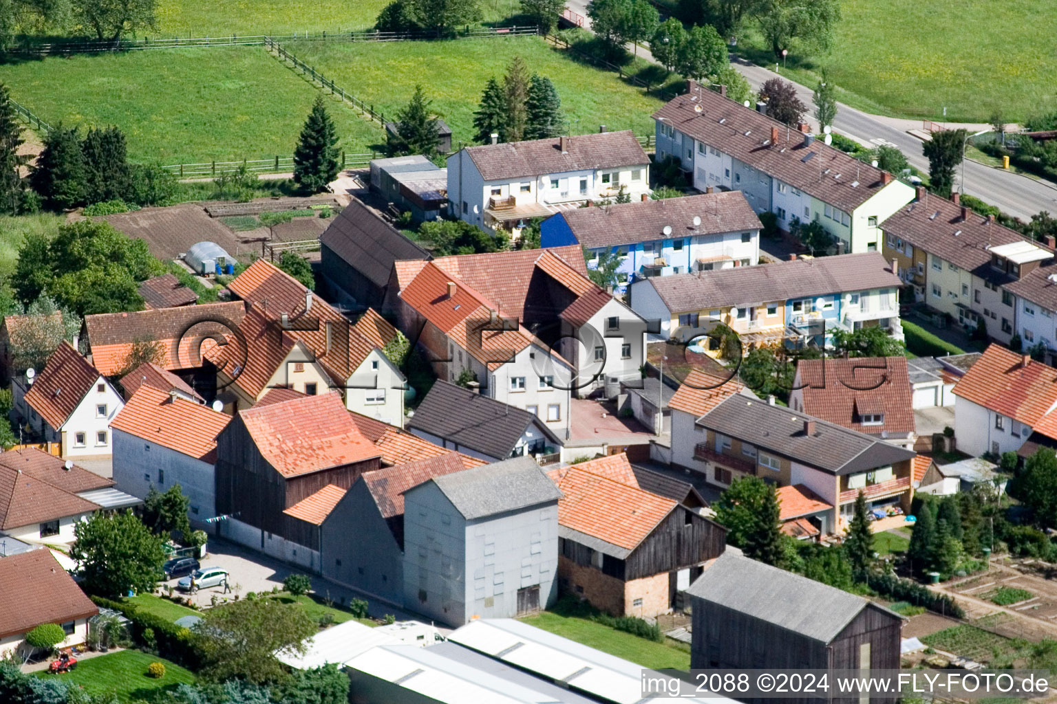 Drone recording of District Minderslachen in Kandel in the state Rhineland-Palatinate, Germany