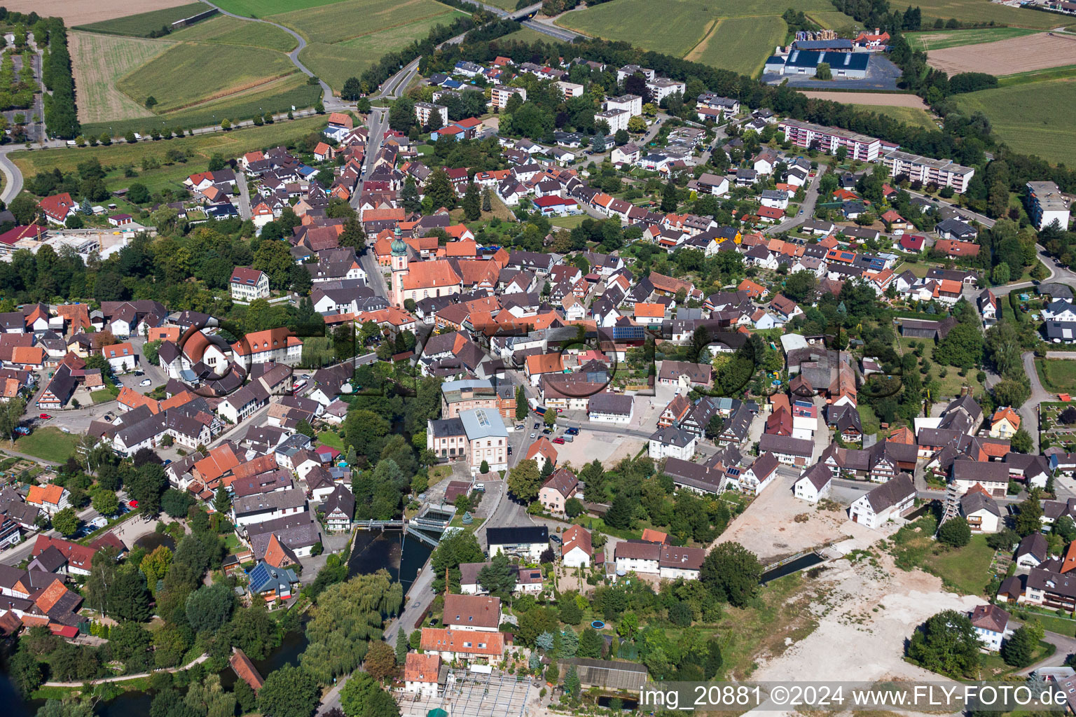 Town View of the streets and houses of the residential areas in Willstaett in the state Baden-Wurttemberg, Germany