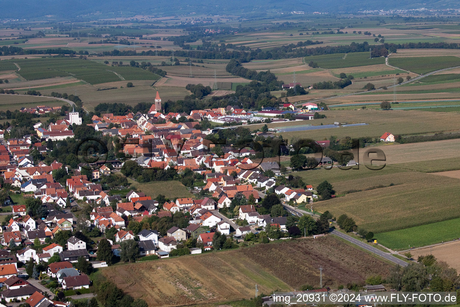 Minfeld in the state Rhineland-Palatinate, Germany from the drone perspective