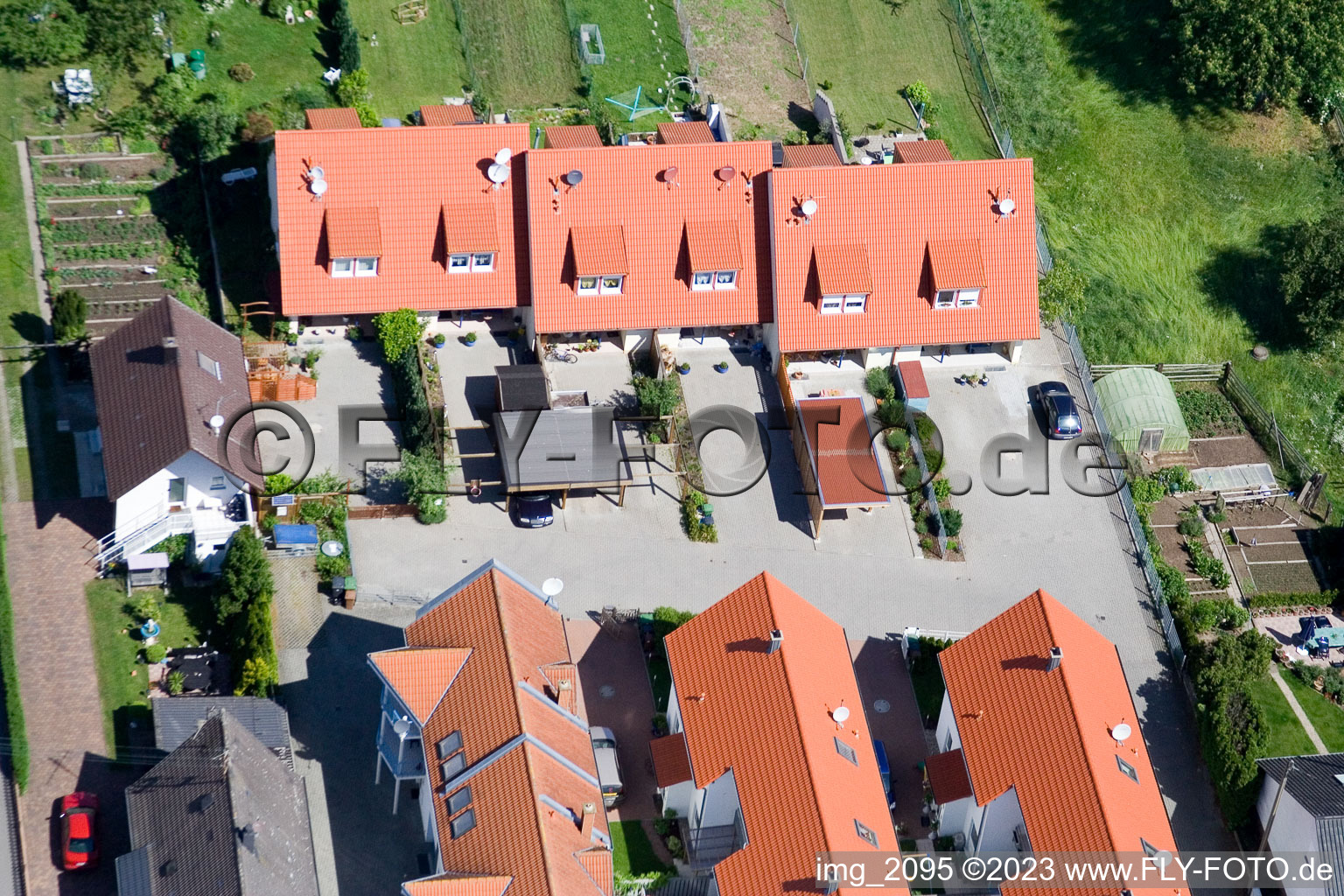 Drone image of District Minderslachen in Kandel in the state Rhineland-Palatinate, Germany