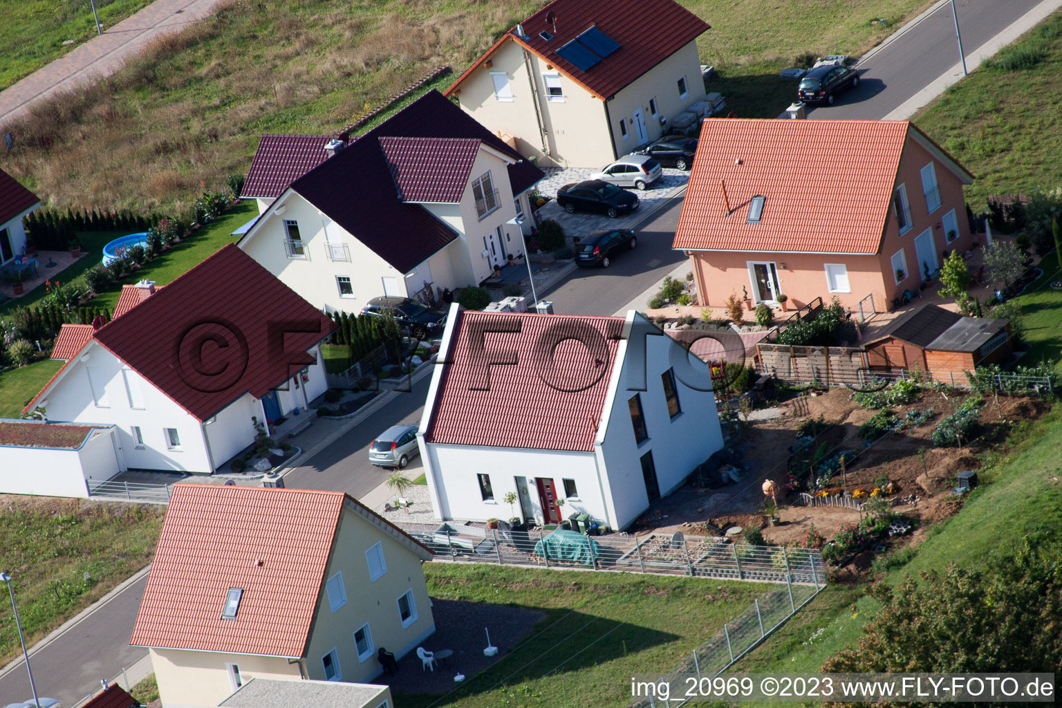 Aerial photograpy of New development area NE in the district Schaidt in Wörth am Rhein in the state Rhineland-Palatinate, Germany