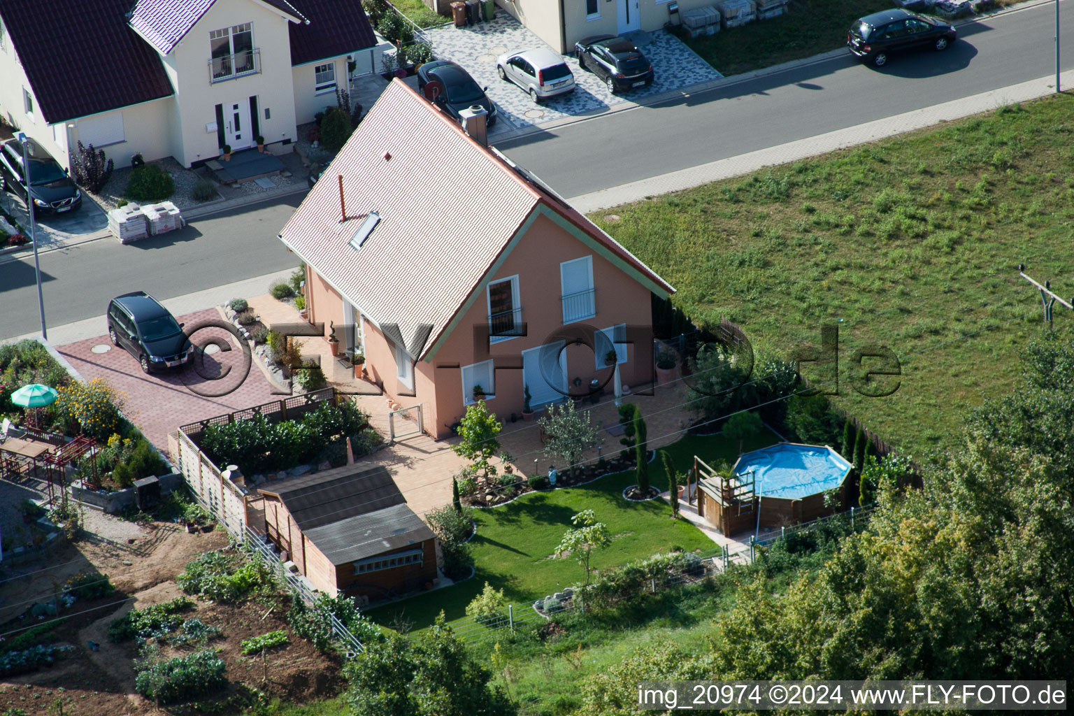 New development area NE in the district Schaidt in Wörth am Rhein in the state Rhineland-Palatinate, Germany seen from above