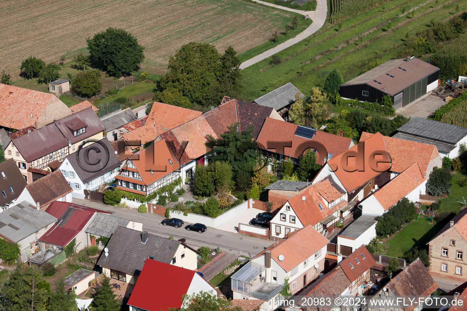 Bird's eye view of Vollmersweiler in the state Rhineland-Palatinate, Germany