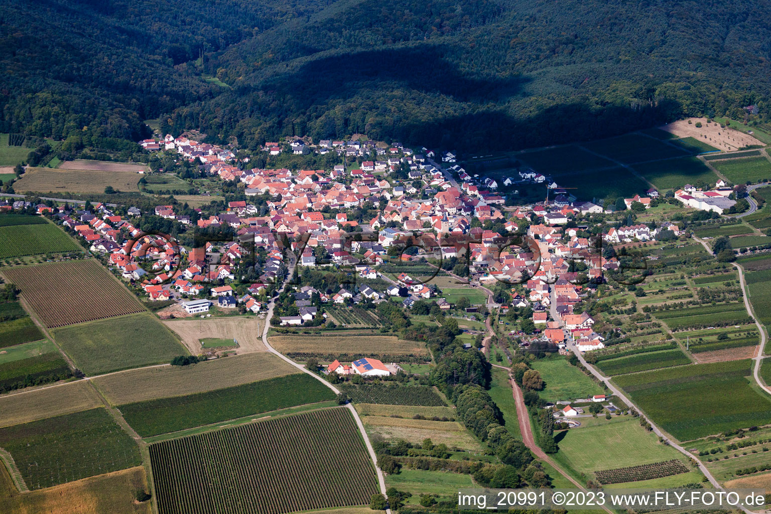 Oberotterbach in the state Rhineland-Palatinate, Germany viewn from the air
