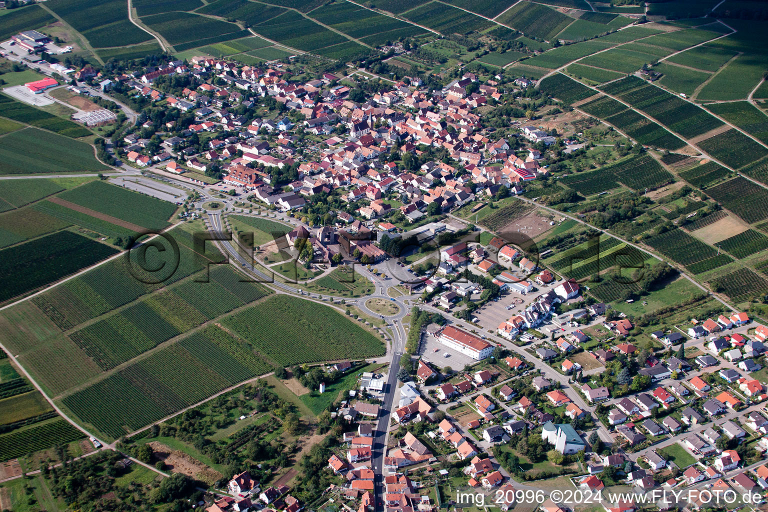 Town View of the streets and houses of the residential areas in the district Rechtenbach in Schweigen-Rechtenbach in the state Rhineland-Palatinate