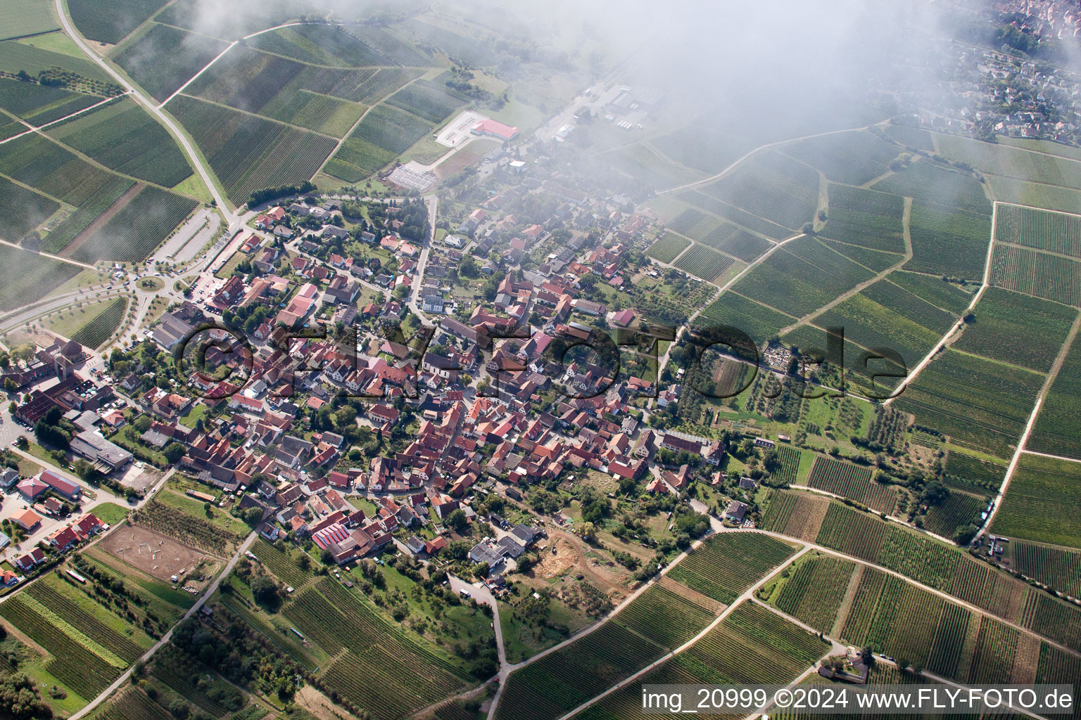 Sonnenberg in the district Schweigen in Schweigen-Rechtenbach in the state Rhineland-Palatinate, Germany from the plane