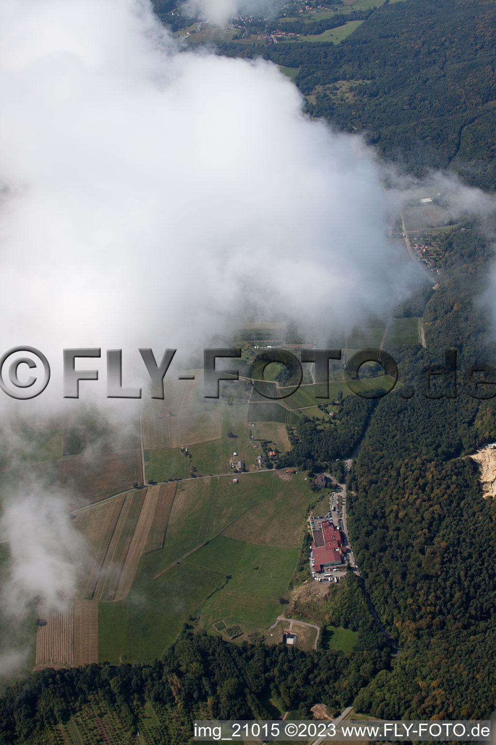 Aerial photograpy of Wine cooperative in Cleebourg in the state Bas-Rhin, France
