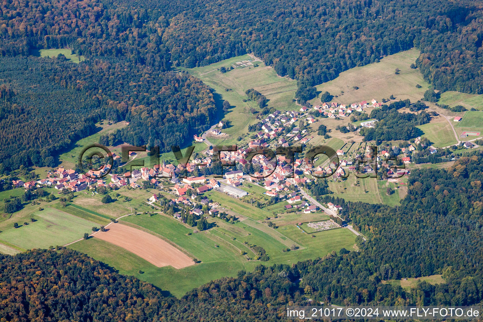 Aerial view of Climbach in the state Bas-Rhin, France