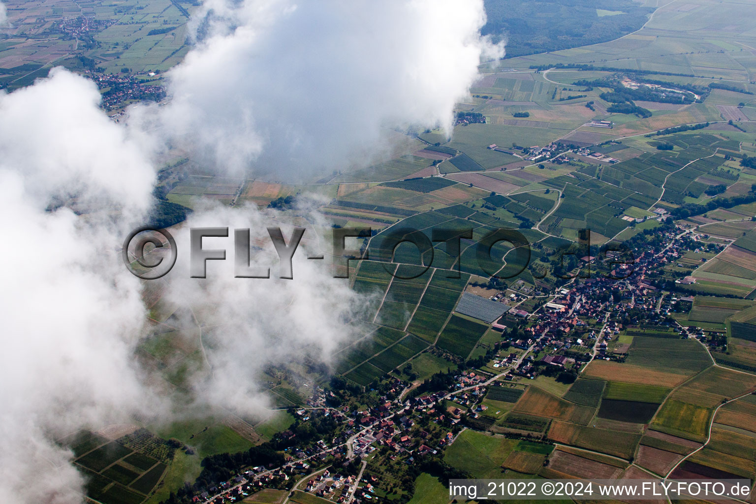 Aerial view of Steinseltz in the state Bas-Rhin, France