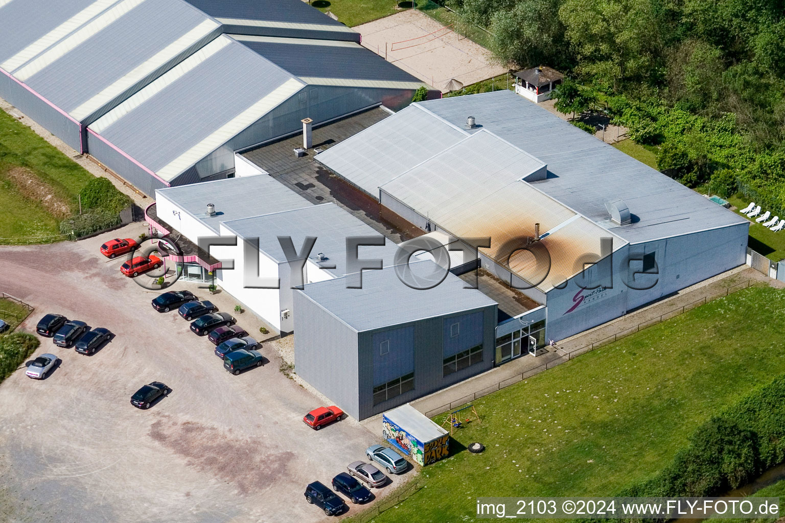 Aerial photograpy of Sports Park in the district Minderslachen in Kandel in the state Rhineland-Palatinate, Germany