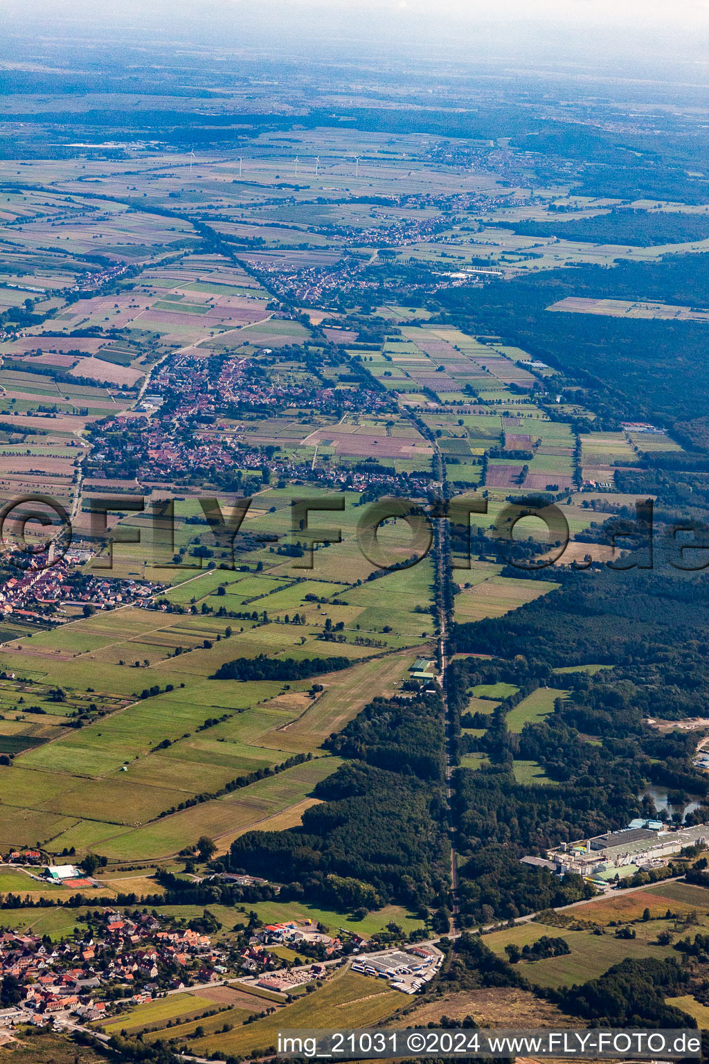 Altenstadt in the state Bas-Rhin, France viewn from the air