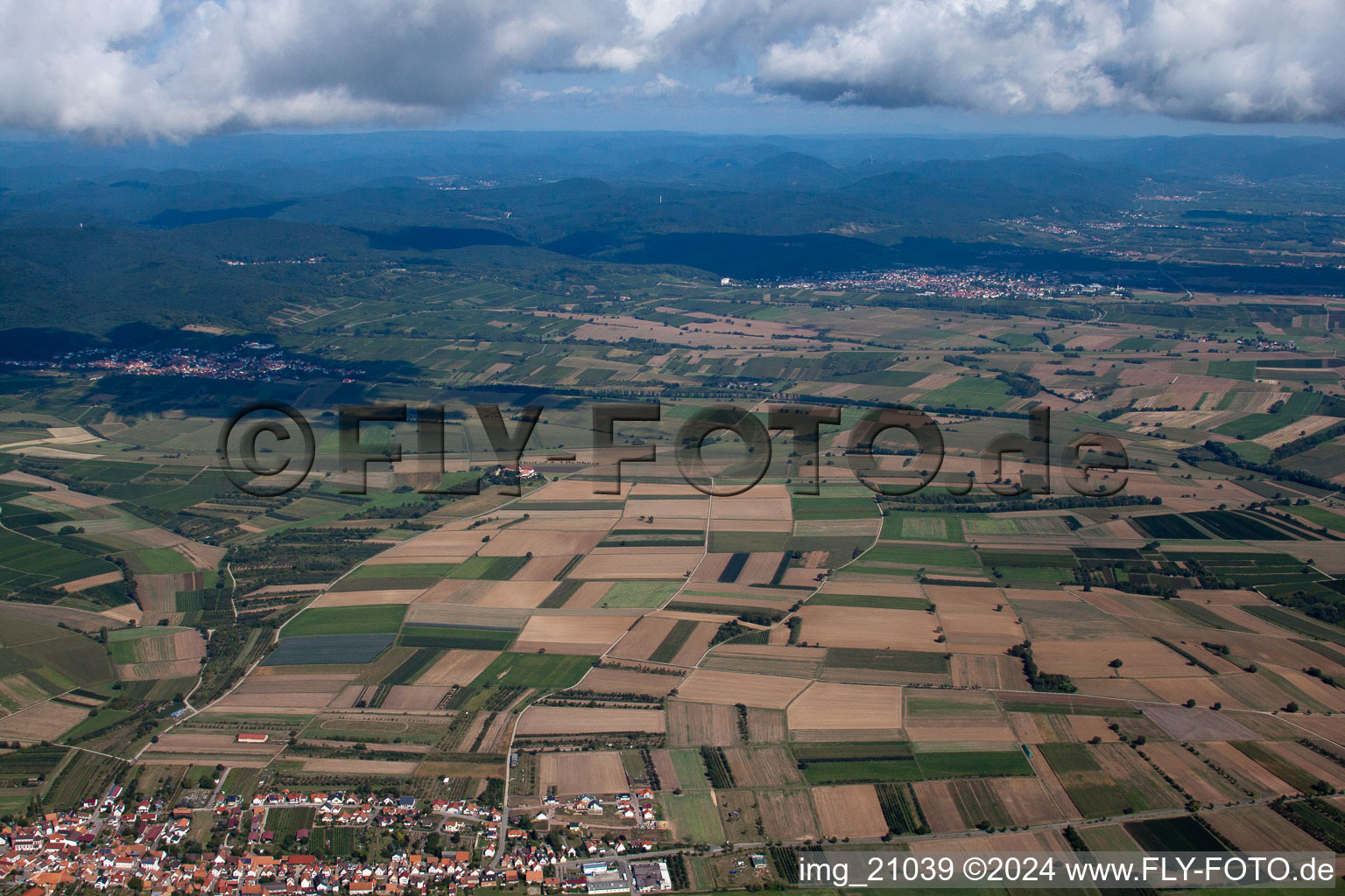 Schweighofen in the state Rhineland-Palatinate, Germany viewn from the air