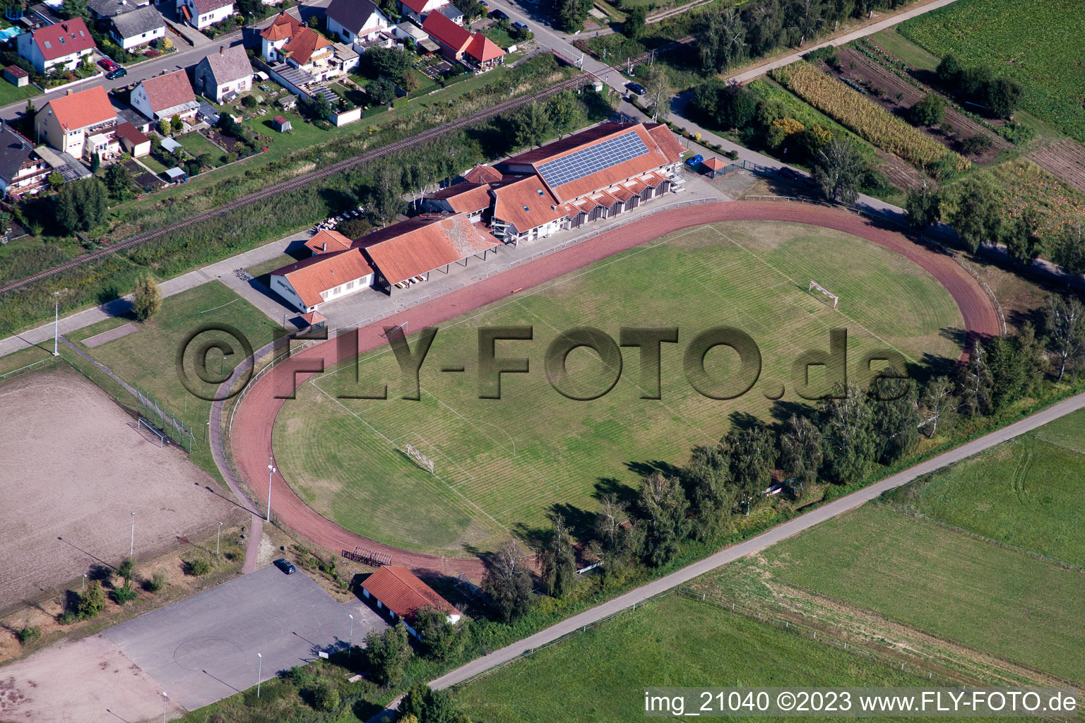 Football field in Steinfeld in the state Rhineland-Palatinate, Germany