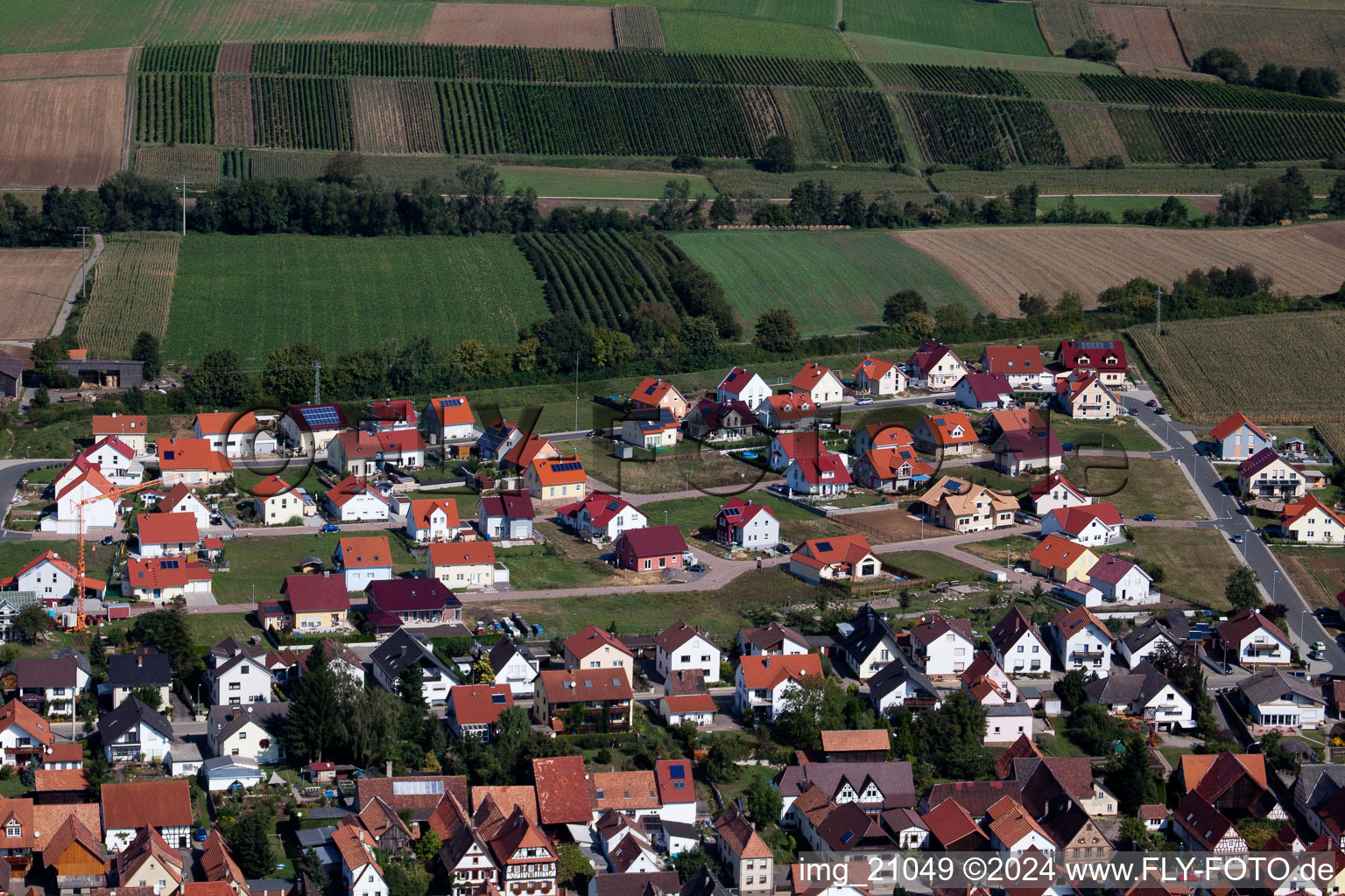 New development area NO in the district Schaidt in Wörth am Rhein in the state Rhineland-Palatinate, Germany seen from a drone