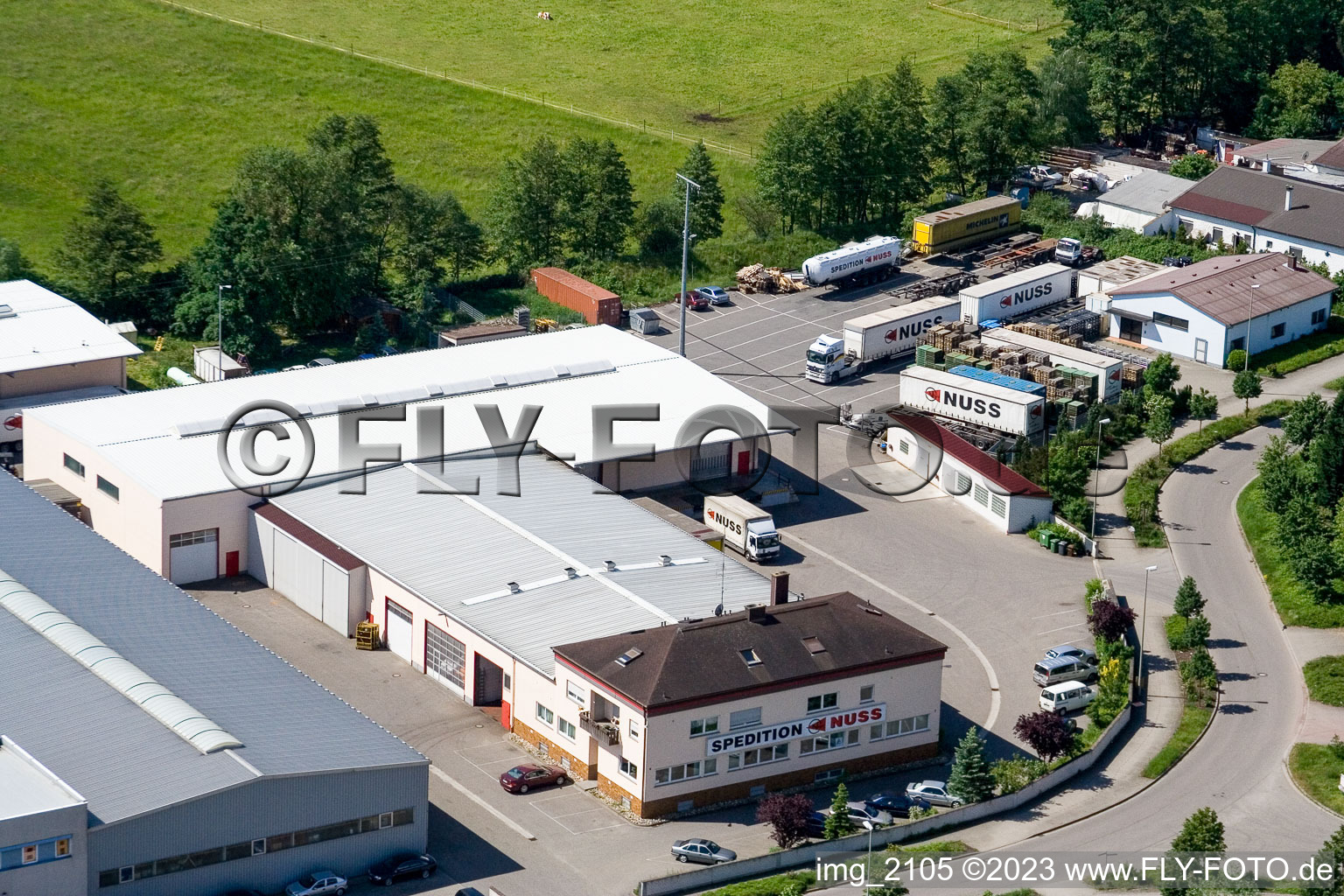 Aerial view of Shipping company NUSS in the district Minderslachen in Kandel in the state Rhineland-Palatinate, Germany