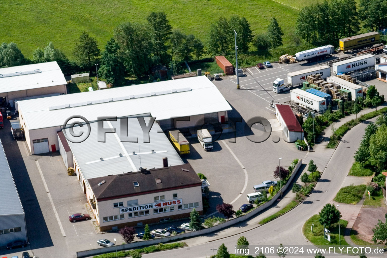 Aerial photograpy of Forwarding company NUSS in the district Minderslachen in Kandel in the state Rhineland-Palatinate, Germany