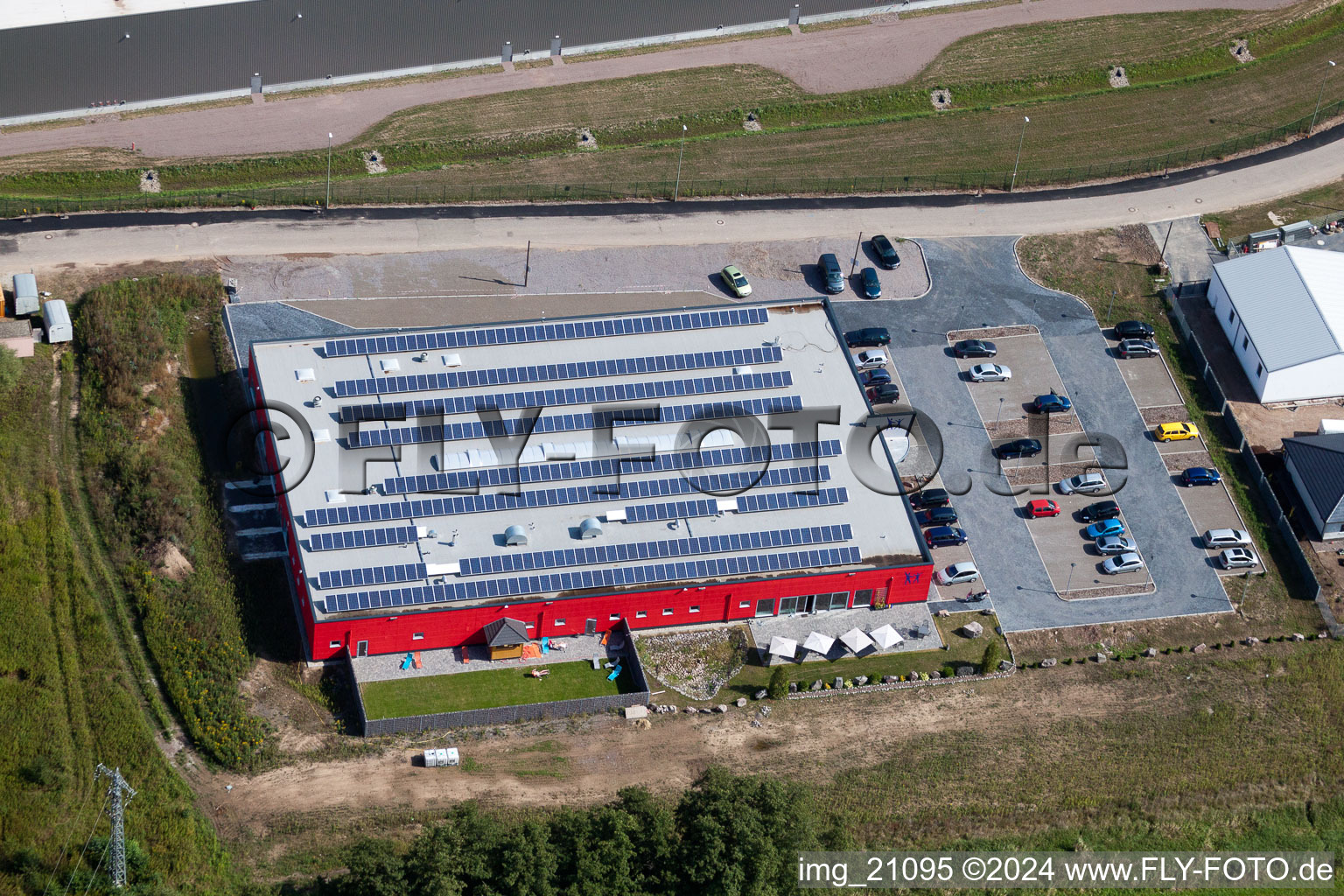 Aerial photograpy of Bienwald Fitness World in the district Minderslachen in Kandel in the state Rhineland-Palatinate, Germany