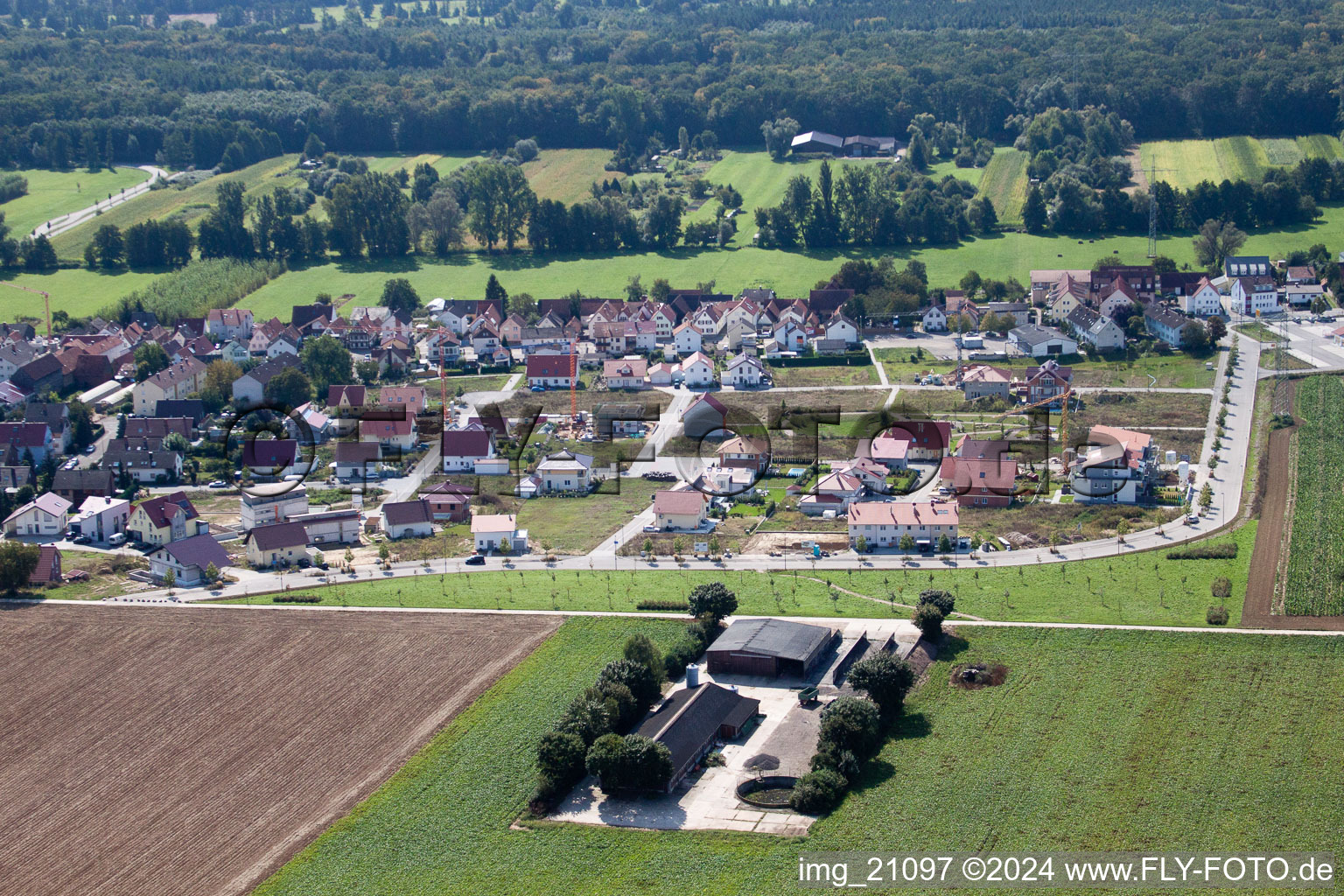 High path in Kandel in the state Rhineland-Palatinate, Germany from above