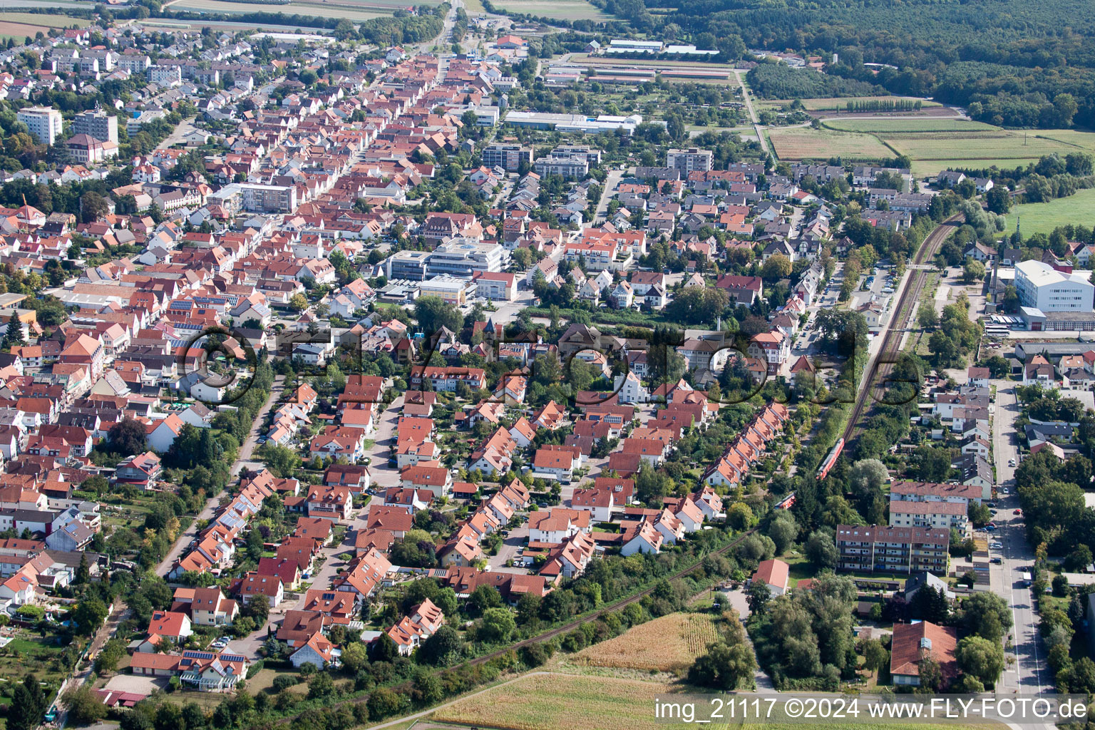 Aerial view of From the west in Kandel in the state Rhineland-Palatinate, Germany