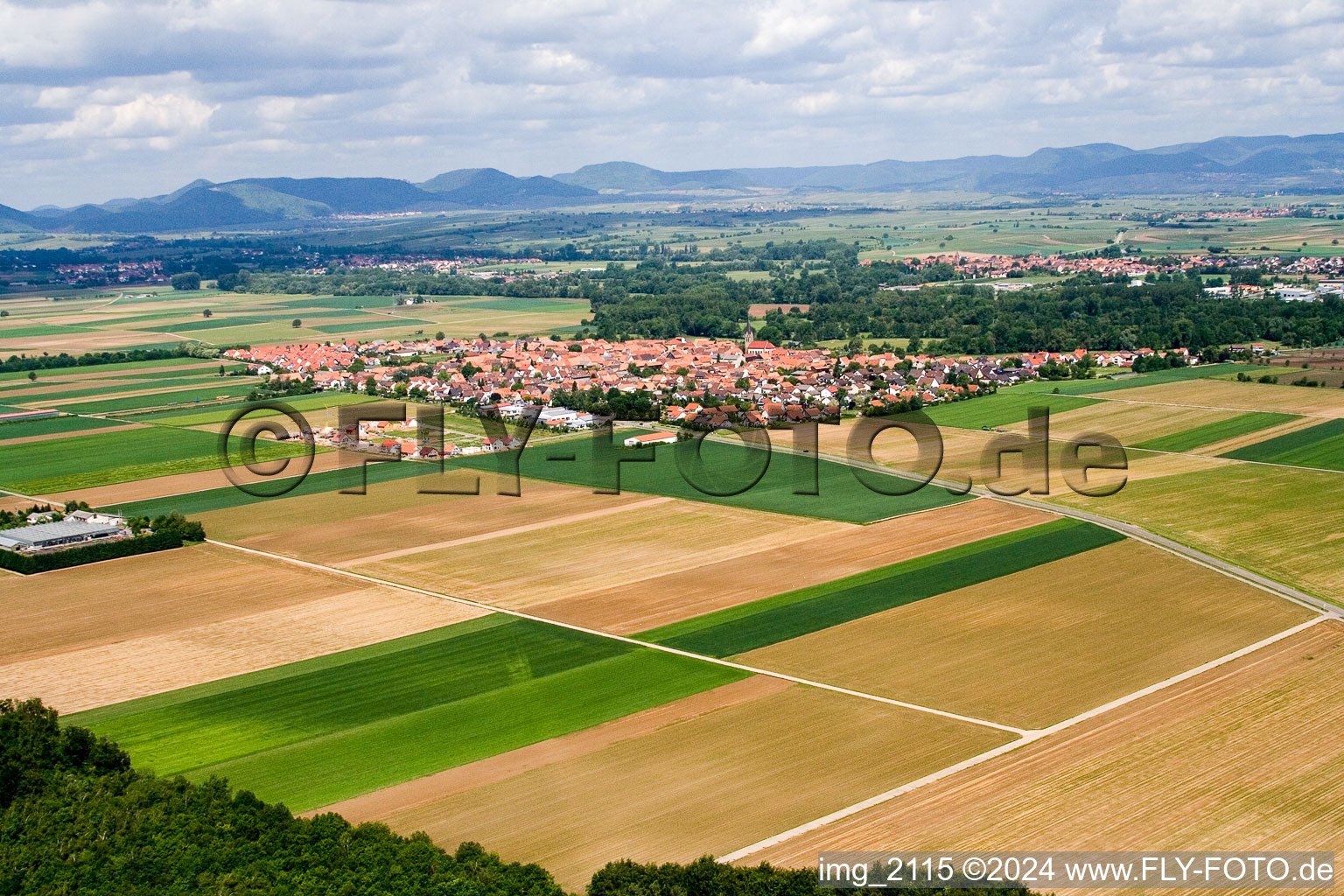 Aerial photograpy of Steinweiler in the state Rhineland-Palatinate, Germany