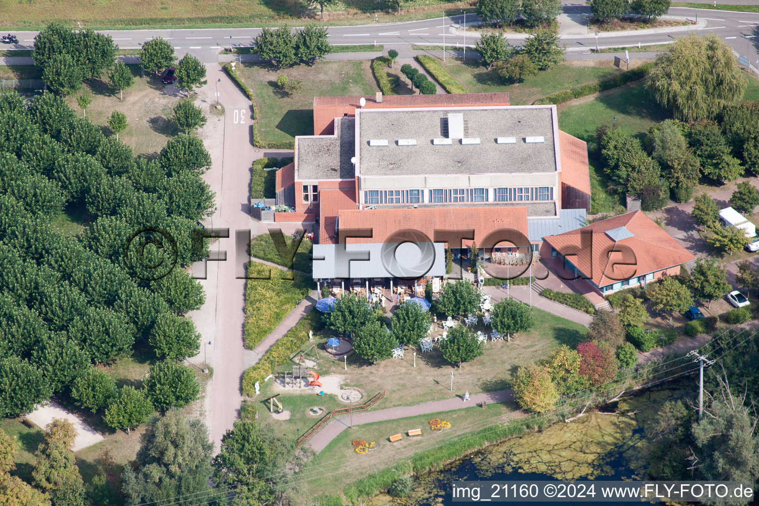 Leimersheim in the state Rhineland-Palatinate, Germany viewn from the air