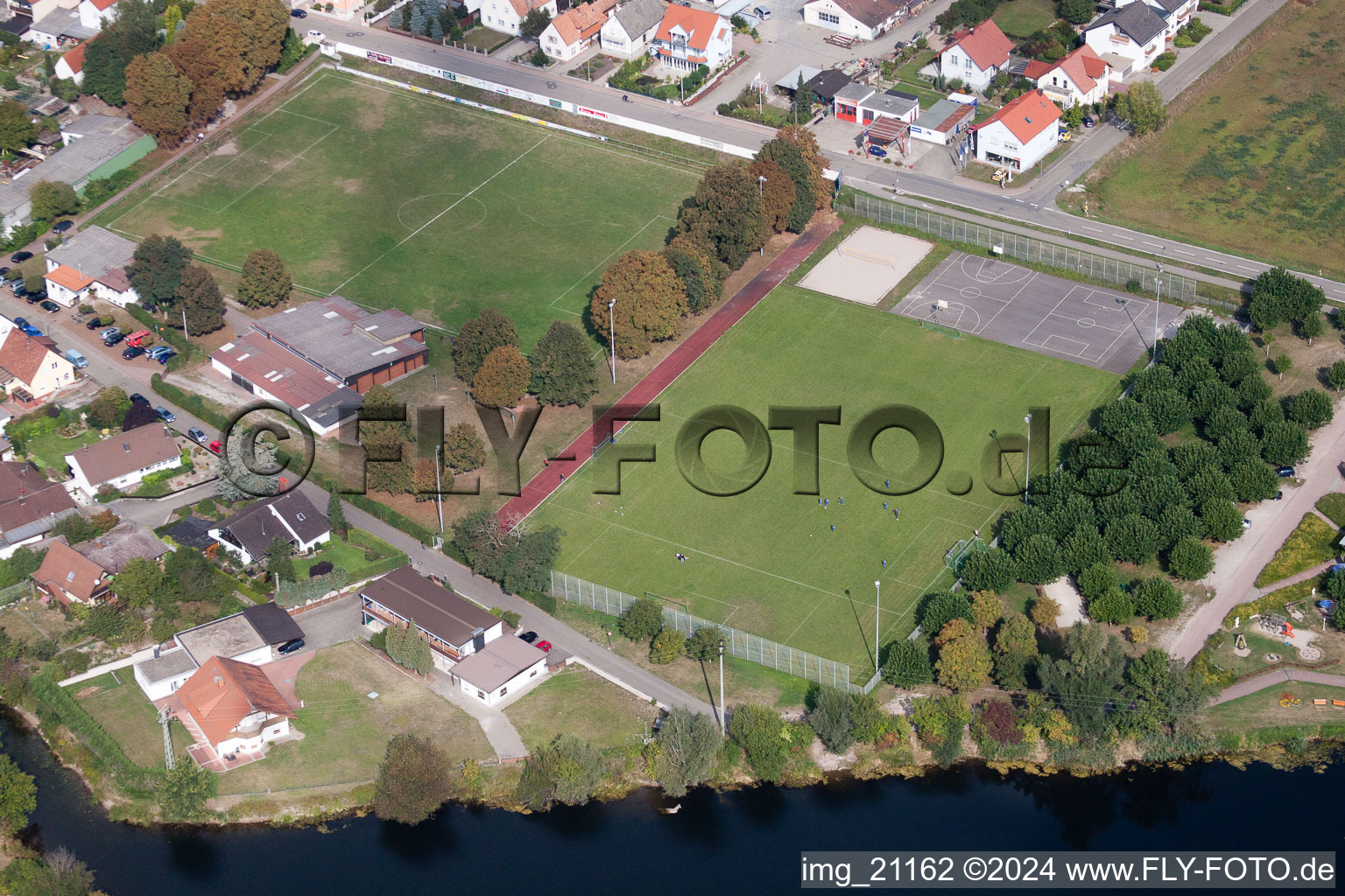 Drone image of Leimersheim in the state Rhineland-Palatinate, Germany