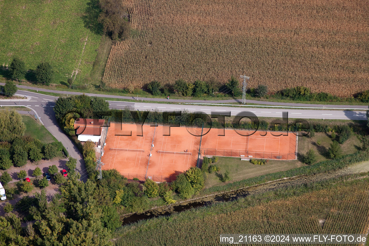 Drone image of Leimersheim in the state Rhineland-Palatinate, Germany