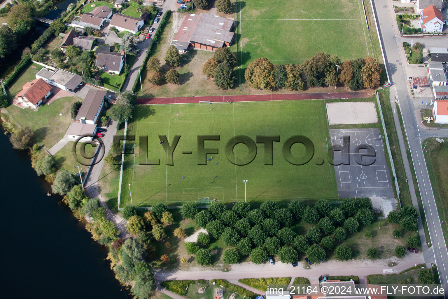 Leimersheim in the state Rhineland-Palatinate, Germany from a drone