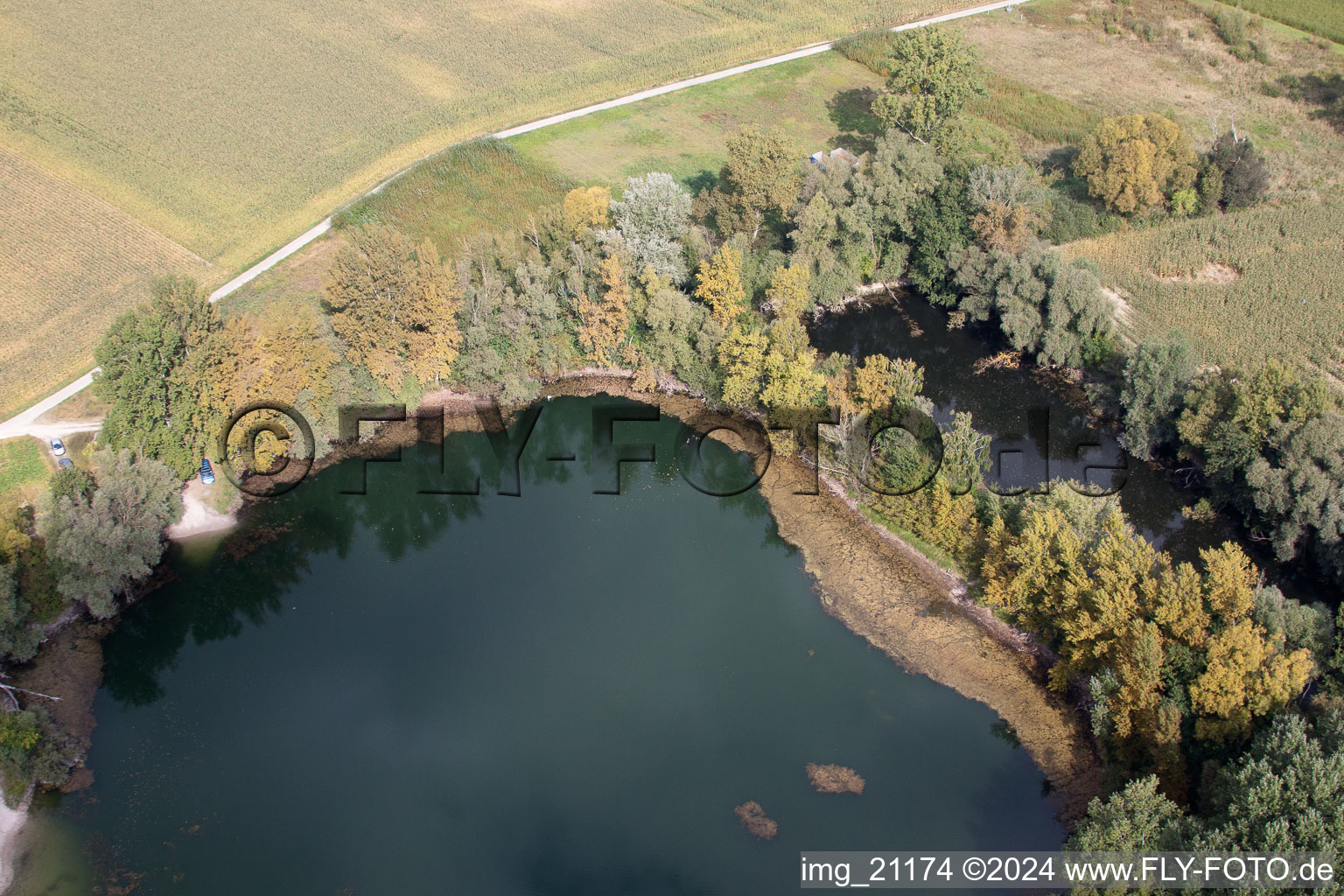 Oblique view of Leimersheim in the state Rhineland-Palatinate, Germany